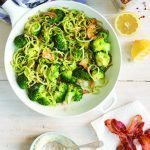 Garlicky Broccoli "Zoodles" with Bacon