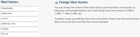 MyFitnessPal Tip: Updating Your Food Diary Meal Names