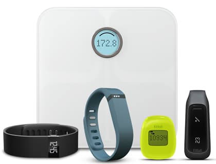 Fitbit trackers and Aria scale.