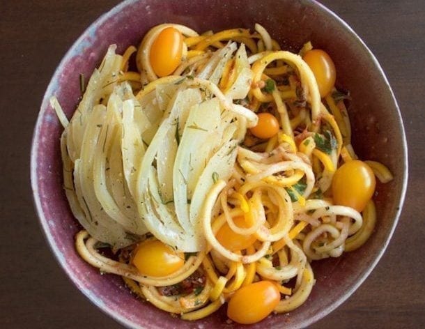 Yellow Squash Noodles in Tomato Basil Sauce