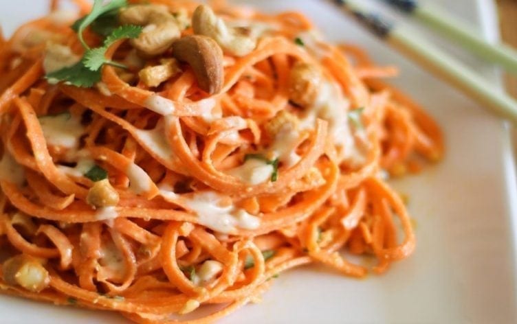 Carrot Salad with Ginger Lime Peanut Sauce