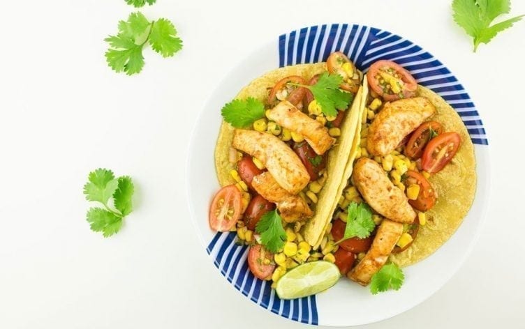 Simple Fish Tacos with Corn & Tomato Salsa