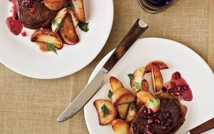 Beef Filets with Pomegranate-Pinot Sauce