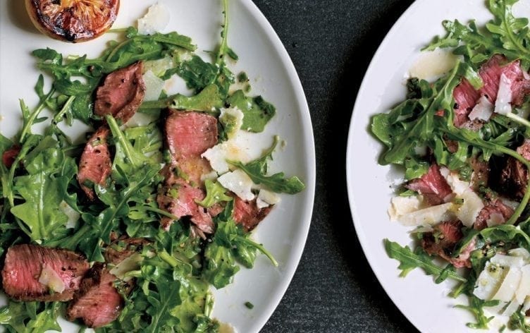 Grilled Steak with Baby Arugula and Parmesan Salad