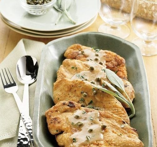 Chicken Scallopini with Sage & Capers