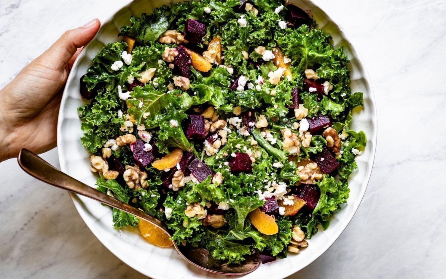 Roasted Beet Kale Salad with Candied Walnuts