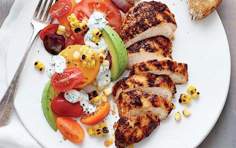 Grilled Chicken With Tomato Avocado Salad