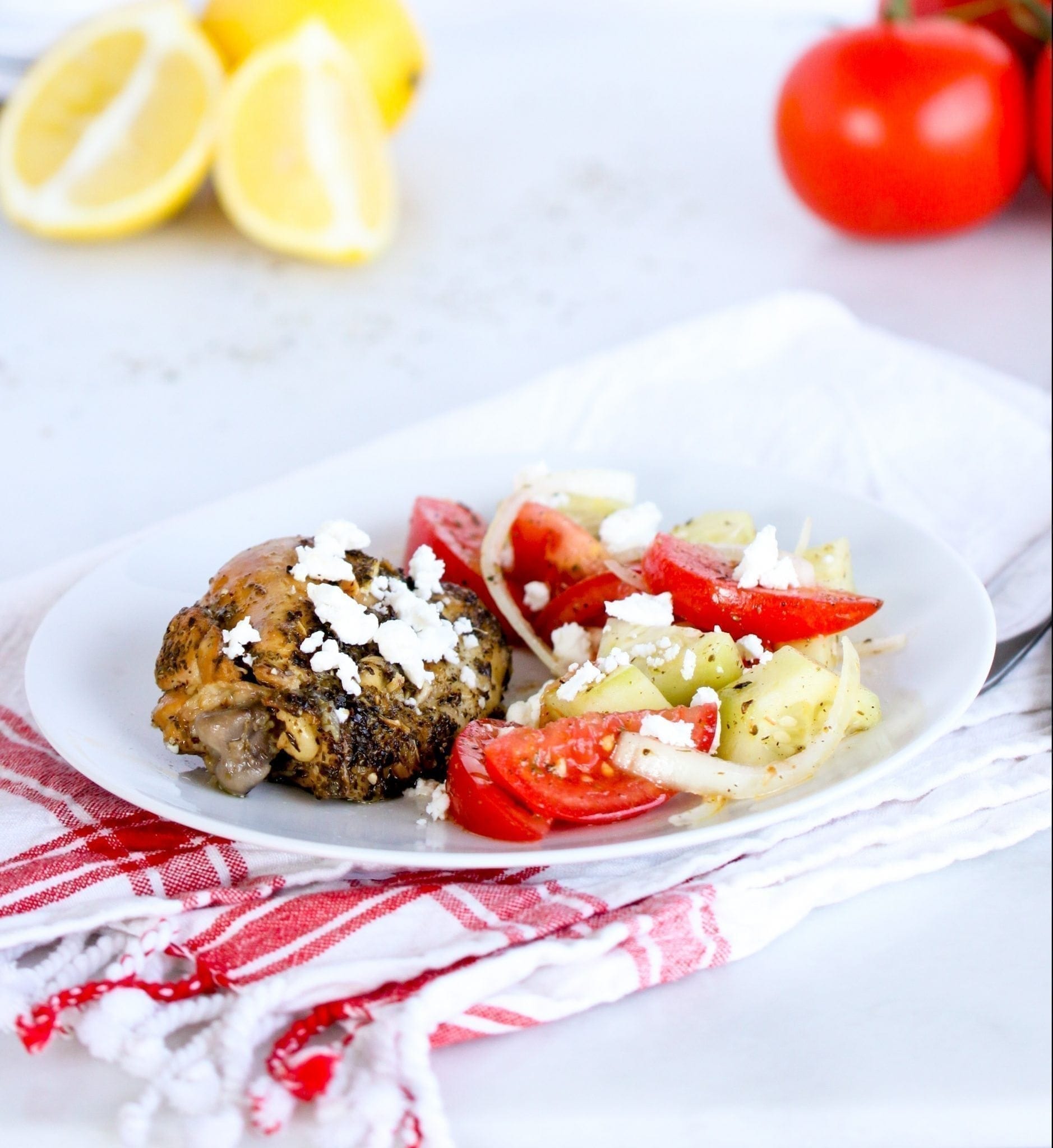 Crockpot Lemon Chicken & Greek Salad