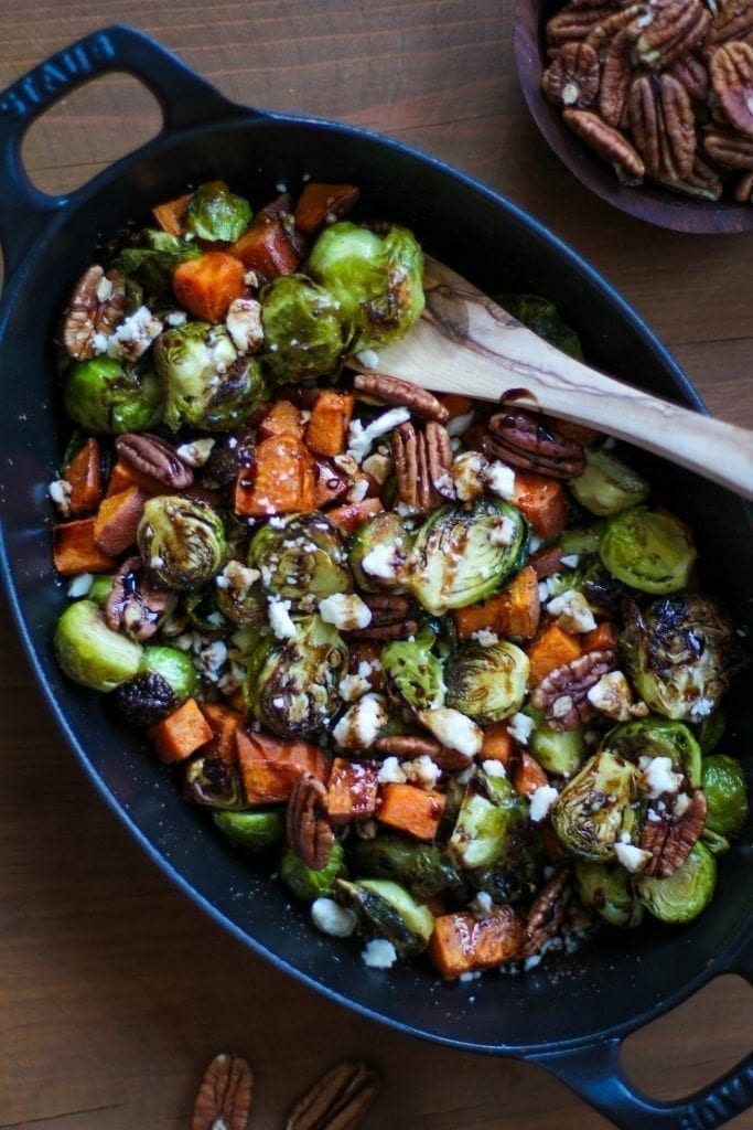 Easy Roasted Brussels Sprouts and Sweet Potatoes Recipe
