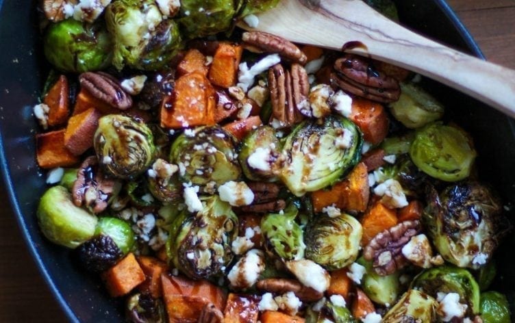 Roasted Brussel Sprouts & Sweet Potatoes