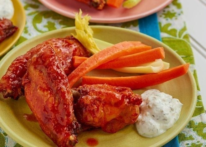 Baked Buffalo Wings with Blue Cheese Dip