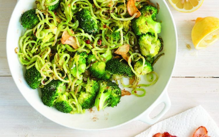 Garlicky Broccoli ‘Zoodles’ with Bacon