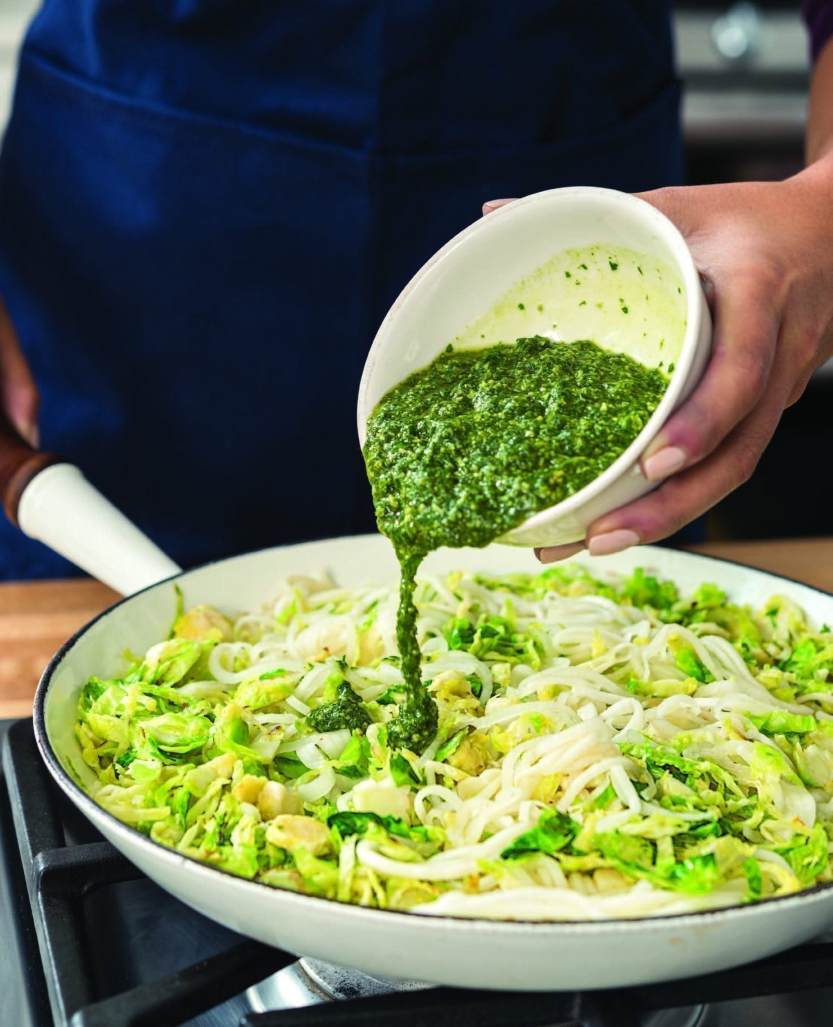 Pesto "Zoodles" with Brussels Sprouts