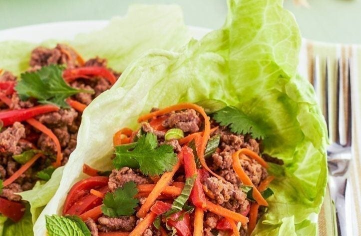 Asian Ground Beef Lettuce Wraps