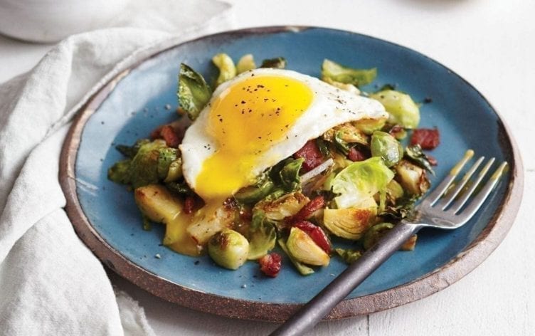 Brussels Sprouts Hash with Bacon & Egg