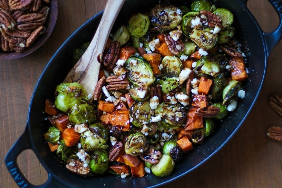 Roasted Brussels Sprouts & Sweet Potatoes