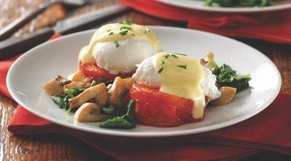 Low-Carb Eggs Florentine with Roasted Tomatoes