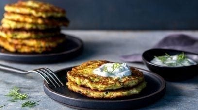 Gluten-Free Zucchini Pancakes With Yogurt Dressing