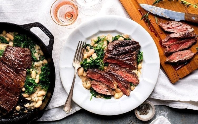 Pan-Seared Steak with Kale and Creamy White Beans
