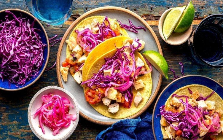 Instant Pot Chicken Adobo Tacos with Pickled Red Onions