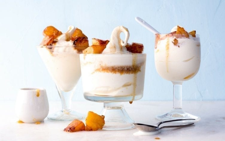 Honey Vanilla Frozen Yogurt With Caramelized Pineapple