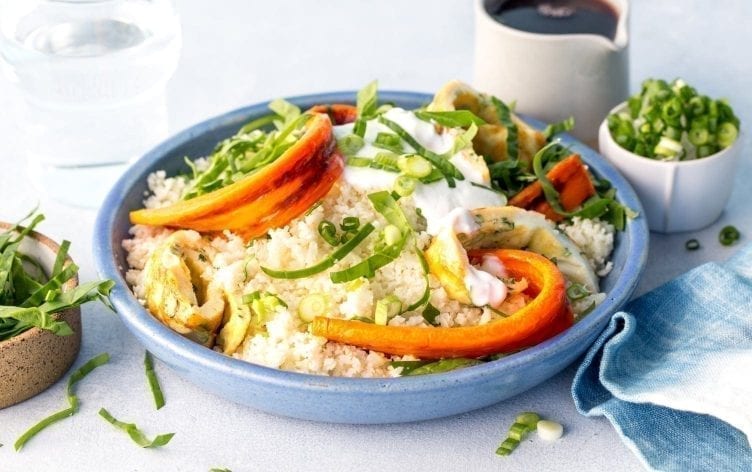 Cauliflower “Rice” Bowl With Roasted Carrot