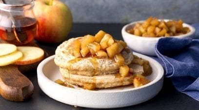 Gluten-Free Blender Pancakes With Maple Apple Compote
