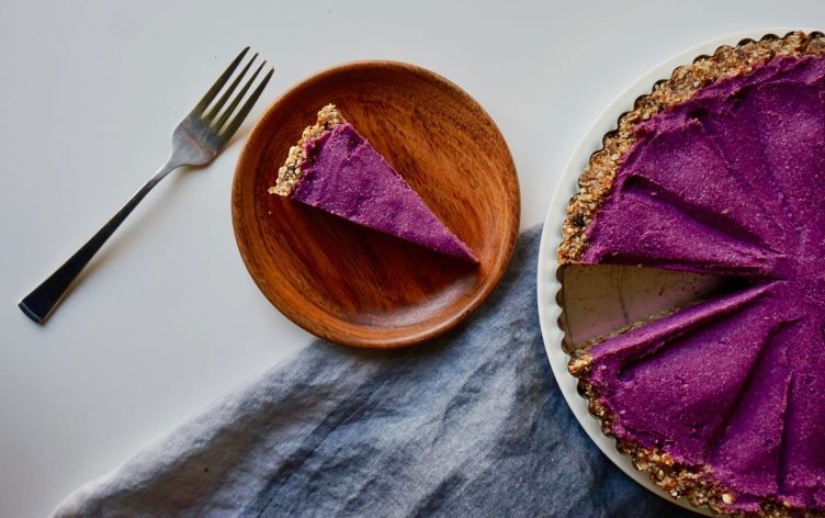 Vegan Purple Sweet Potato Tart With Date-Almond Crust