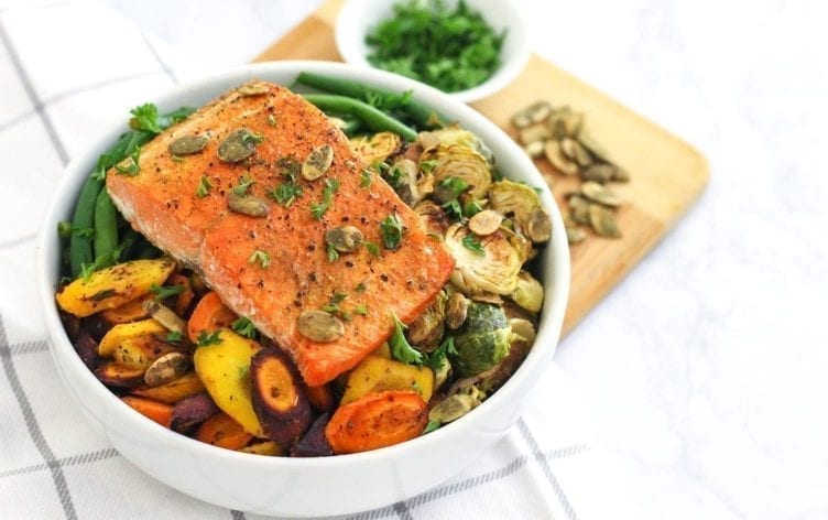 Sheet-Pan Salmon and Herb-Roasted Vegetables