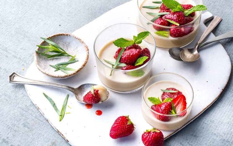 Coconut Panna Cotta With Roasted Strawberries