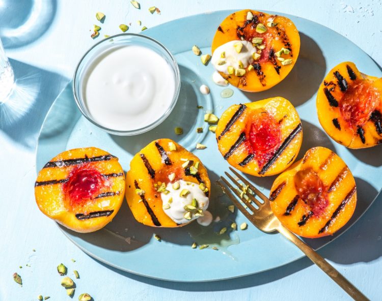 Honey-Basted Grilled Peaches With Greek Yogurt