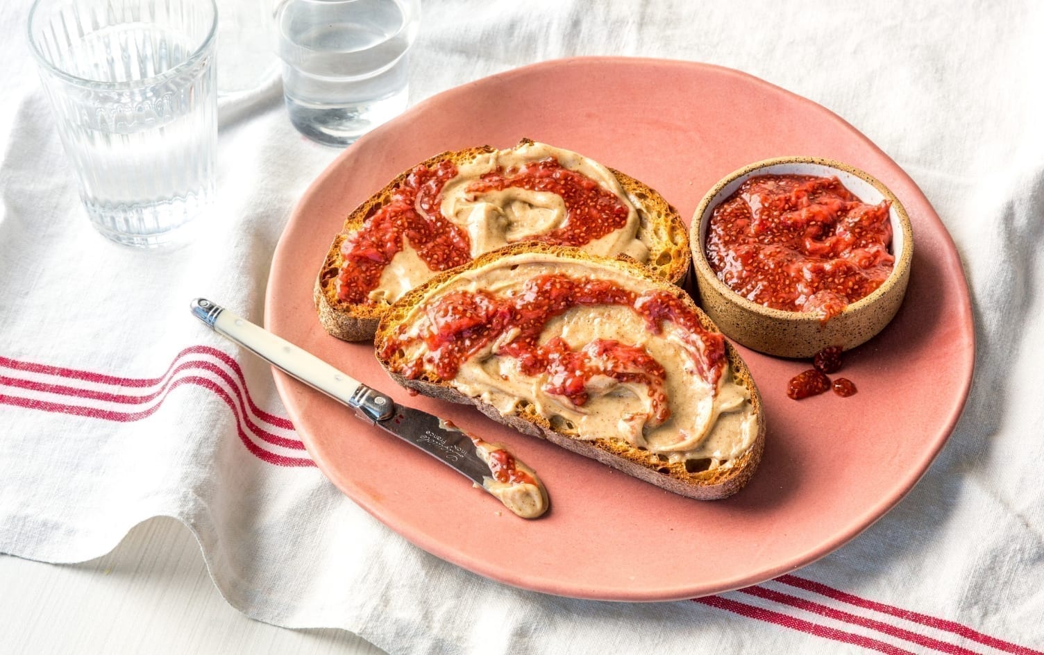 Strawberry Chia Jam and Cashew Butter Toasts