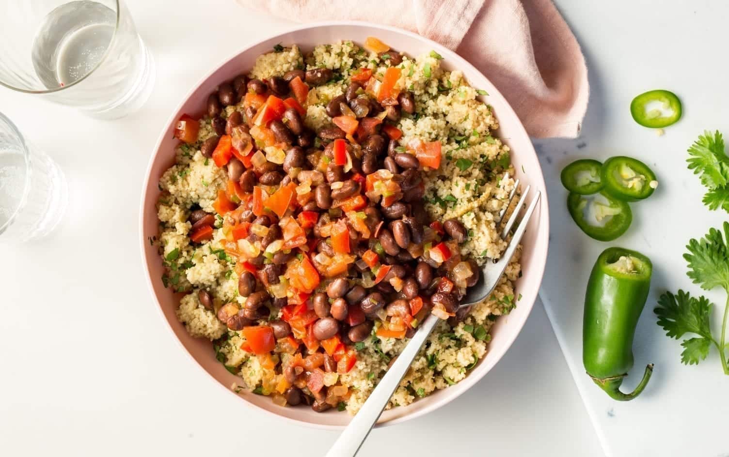 Quick Black Bean Chili Over Lime Couscous | Inspiration | MyFitnessPal