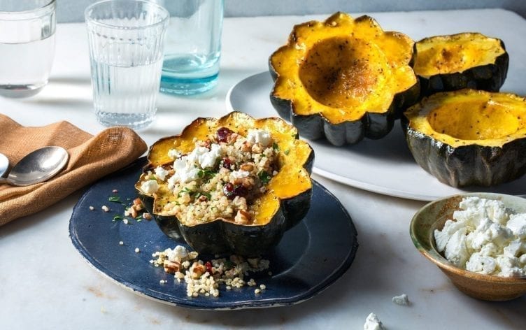 Acorn Squash With Cranberry, Quinoa and Goat Cheese Stuffing