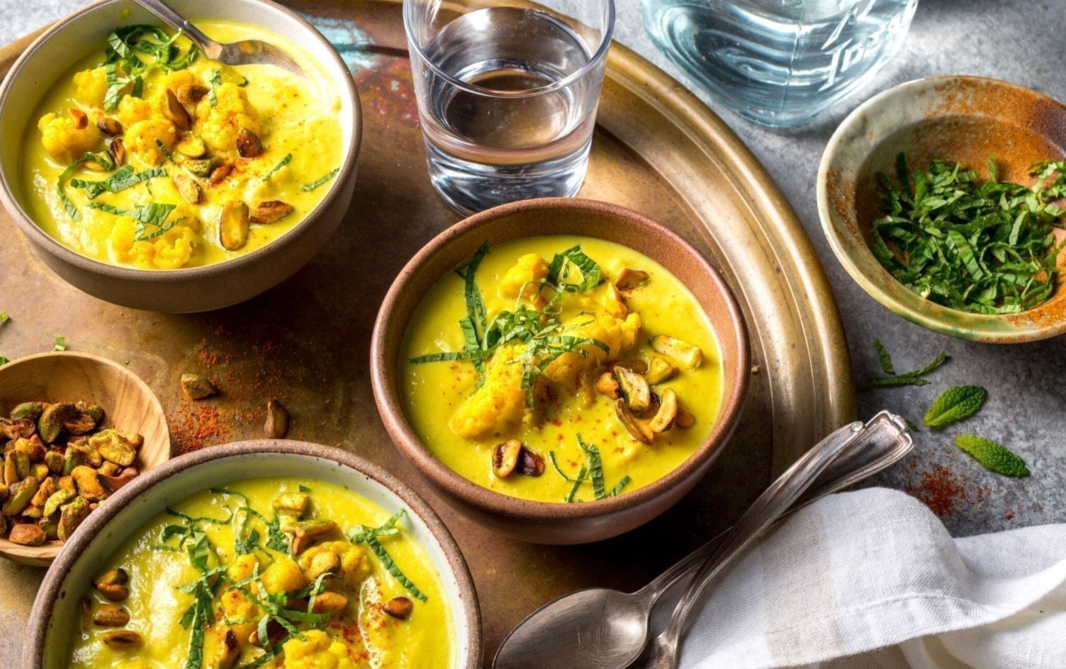 Curried Cauliflower Soup With Pistachios