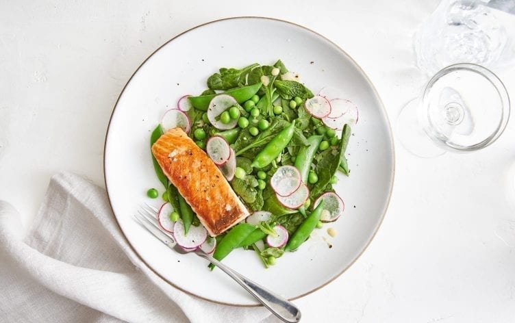 Two-Pea Salad With Simple Seared Salmon