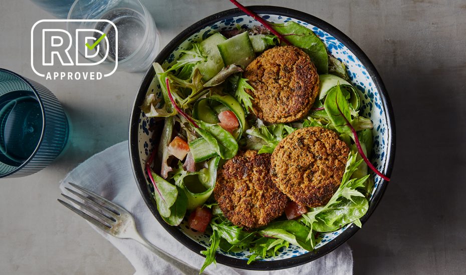 Baked Falafel With Shaved Cucumber Salad and Tahini Dressing