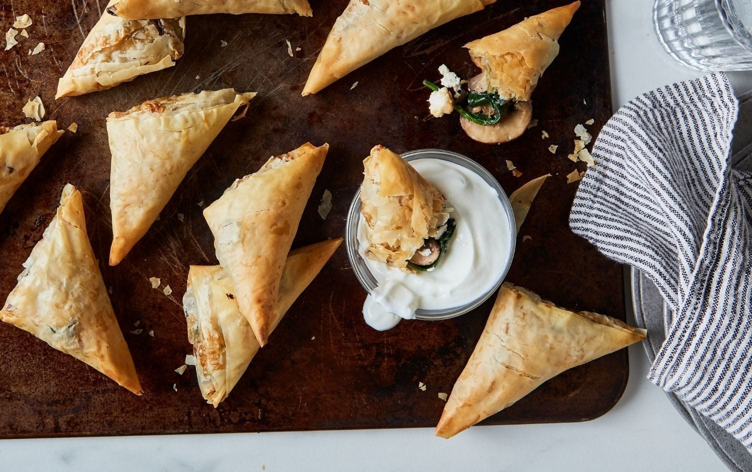 Mushroom and Spinach Phyllo Triangles
