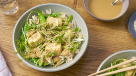 Crispy Tofu Bowl With Snap Pea-Miso Salad