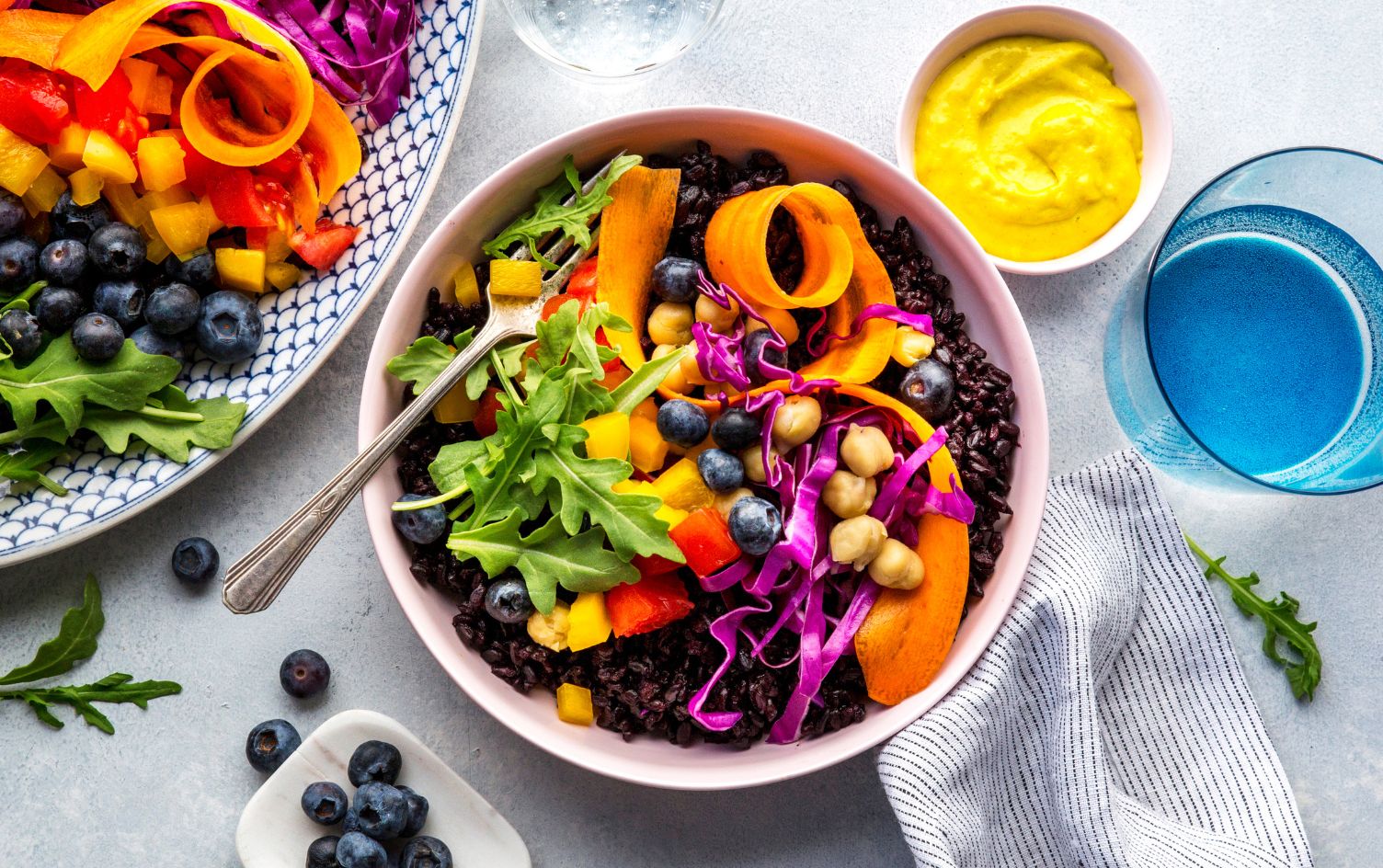 Rainbow Salad Bowl with Orange Tahini Dressing - Plant Based Jess